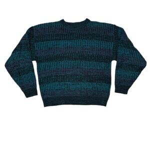 Vintage Green Patterned Crewneck Grandpa Sweater - Men's Size L